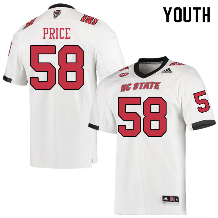 Youth #58 Travali Price NC State Wolfpack College Football Jerseys Sale-White